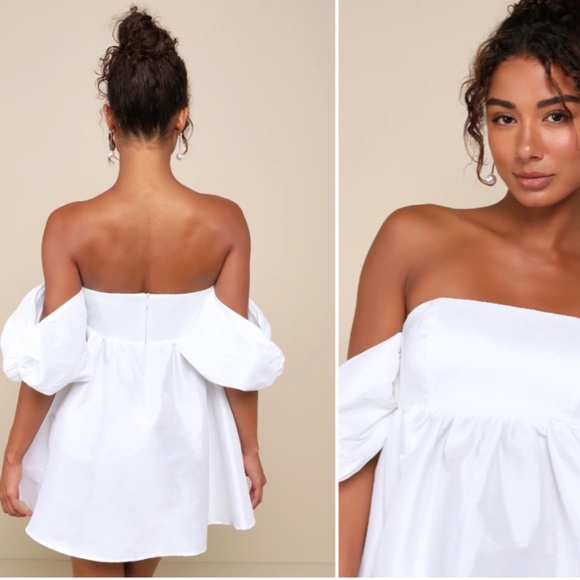 LULUS Sexy Bridal Bachelorette Engagement Bridal Shower Ruffles Babydoll Mini - Picture 4 of 5